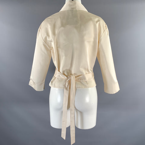 BADGLEY MISCHKA Size 10 Cream Silk Cross Strap Blouse