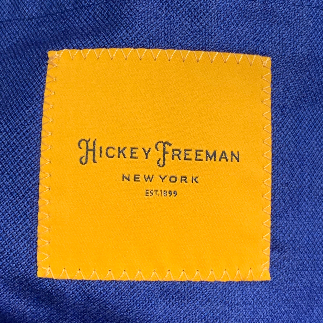 HICKEY FREEMAN Size 44 Regular Blue Wool Silk Notch Lapel Sport Coat