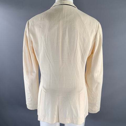 HAIDER ACKERMANN Size 44 Cream Twill Rayon Viscose Double Breasted Blazer