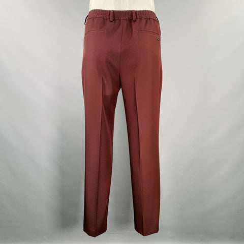 FENDI Size 36 Burgundy Wool Blend Elastic Waistband Dress Pants