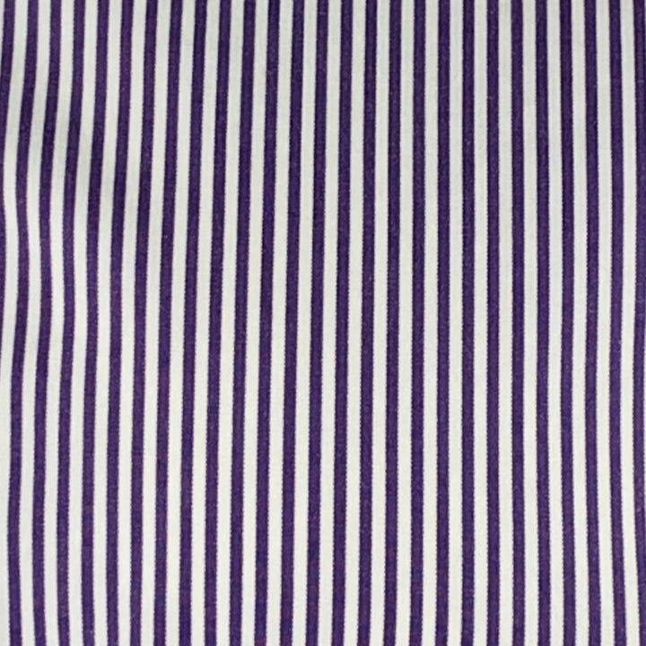 CANALI Size L White Purple Stripe Cotton French Cuff Long Sleeve Shirt