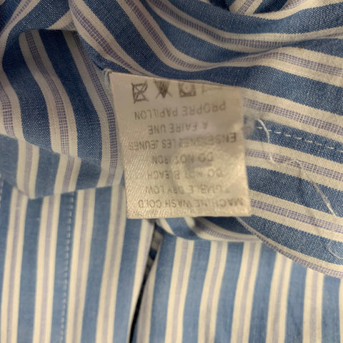 LODEN DAGER Size S Blue White Stripe Cotton Pointed Collar Long Sleeve Shirt