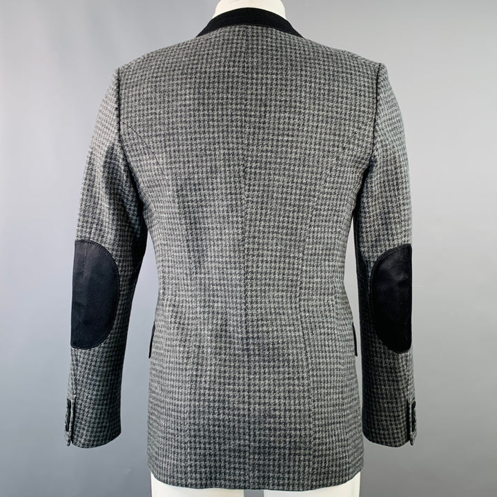 JUNYA WATANABE Size M Grey Black Houndstooth Wool Blend Slim Fit Sport Coat