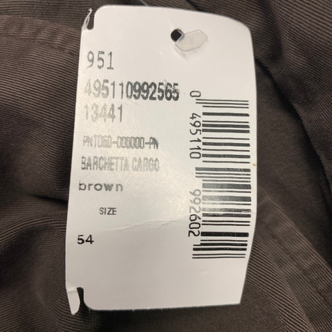ISAIA Size 38 Brown Twill Cotton Blend Flat Front Casual Pants