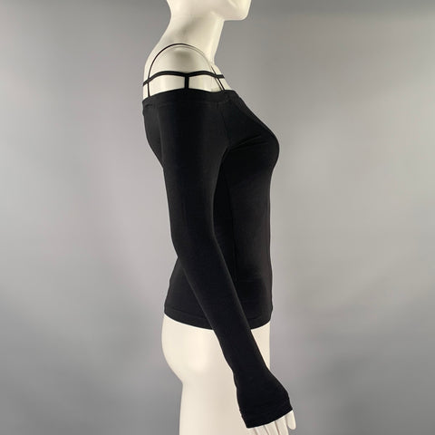 JACQUEMUS Size 00 Black Cotton / Elastane Off-Shoulder Casual Top