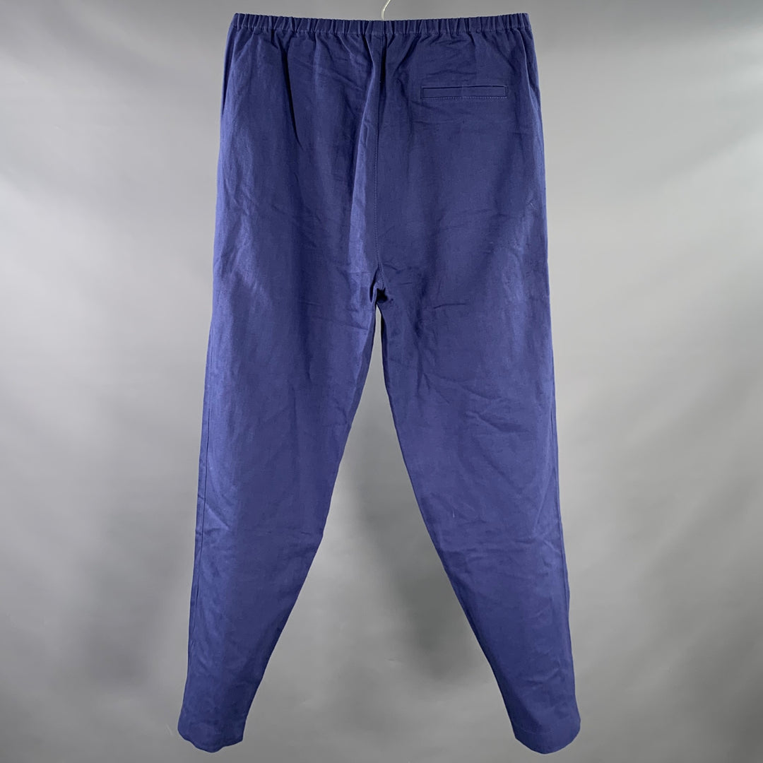 3.1 PHILLIP LIM Size XS Blue Cotton Linen High Waisted Drawstring Casual Pants