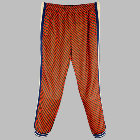 GUCCI Size M Red Green Stripe Polyester Cotton Joggers Casual Pants
