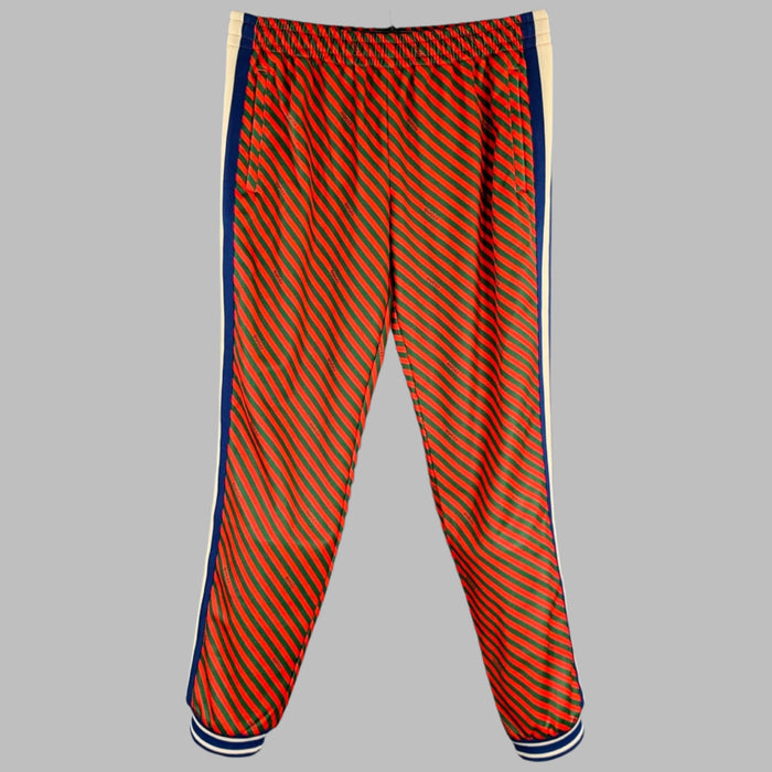 GUCCI Size M Red Green Stripe Polyester Cotton Joggers Casual Pants