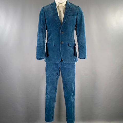 TODD SNYDER Size 38 Short Teal Corduroy Cotton Notch Lapel 32 29 Suit