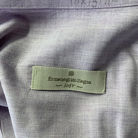 ERMENEGILDO ZEGNA Size XL Purple Lilac Heather Cotton Long Sleeve Shirt