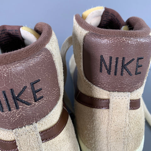 NIKE Size 10.5 Beige Brown Logo Suede High Top Sneakers