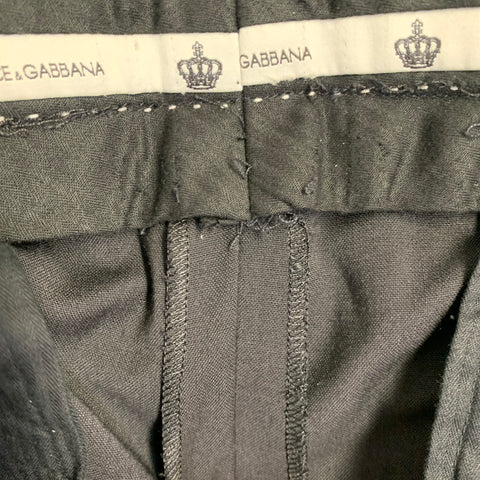 DOLCE & GABBANA Size 32 Black Polyester Blend Tuxedo Dress Pants