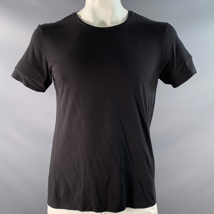 THEORY Size L Black Cotton Blend Short Sleeve T-shirt
