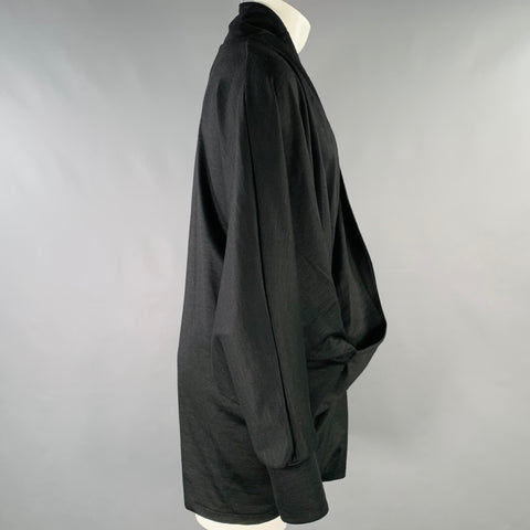 YANTOR Size M Black Wool Blend Draped Pullover