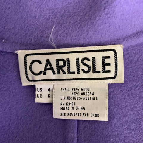 CARLISLE Size 4 Purple Lavender Wool Blend Jacket Indoor Blazer