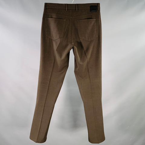 ALBERTO Size 30 Brown Polyester Blend Comfort Fit Tapered Casual Pants
