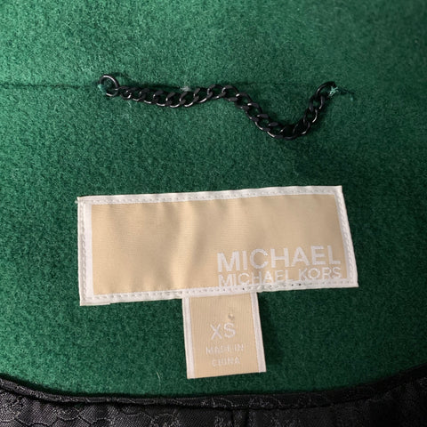 MICHAEL by MICHAEL KORS Size XS Green Wool Blend Peak Lapel Coat