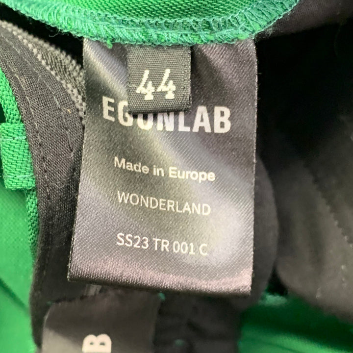 EGONLAB Size 34 Green Wool Asymmetrical Double Breasted Tailored Fit Notch Lapel Suit