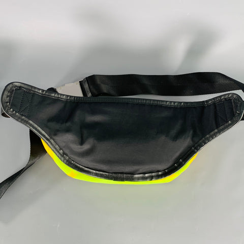 KENZO Yellow Black Logo Nylon Leather Double Zipper Belt Bag