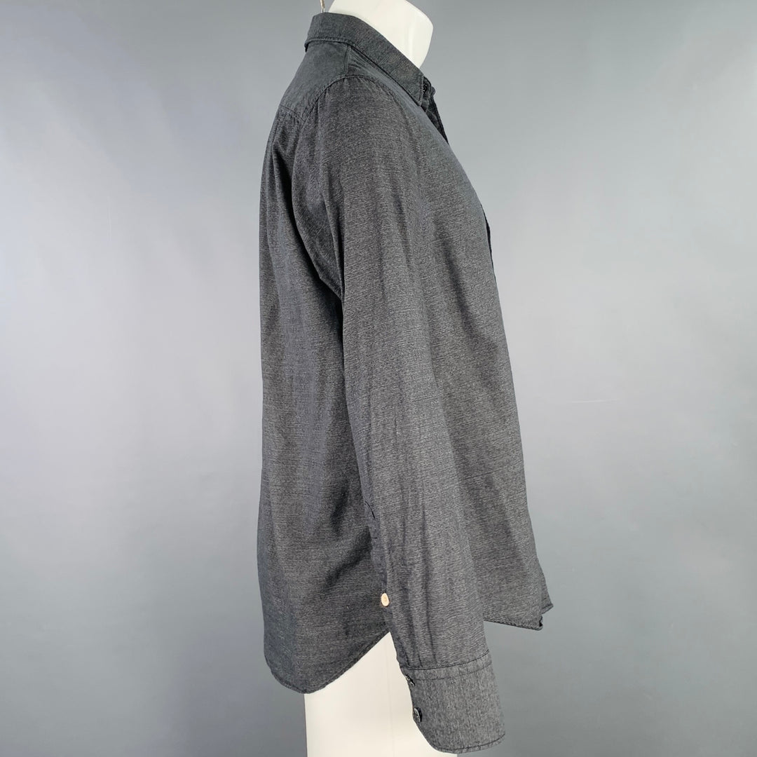 RAG & BONE Size M Grey Charcoal Heather Cotton One Pocket Long Sleeve Shirt