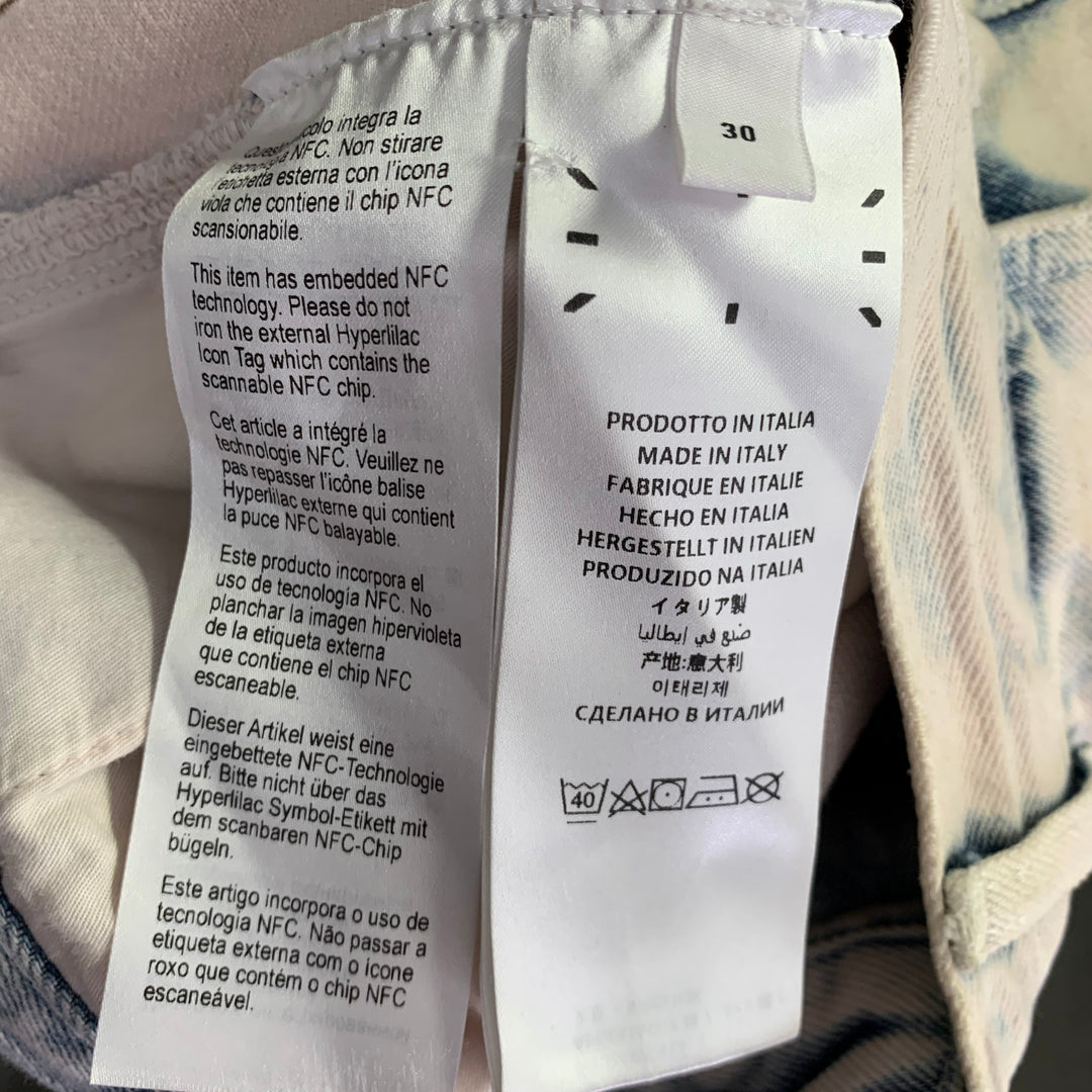 MCQ by ALEXANDER MCQUEEN Size 30 No 7 Beige Blue Washed Cotton Jeans