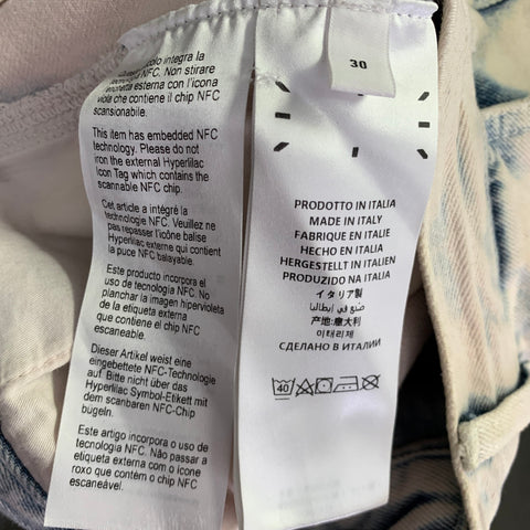 MCQ by ALEXANDER MCQUEEN Size 30 No 7 Beige Blue Washed Cotton Jeans