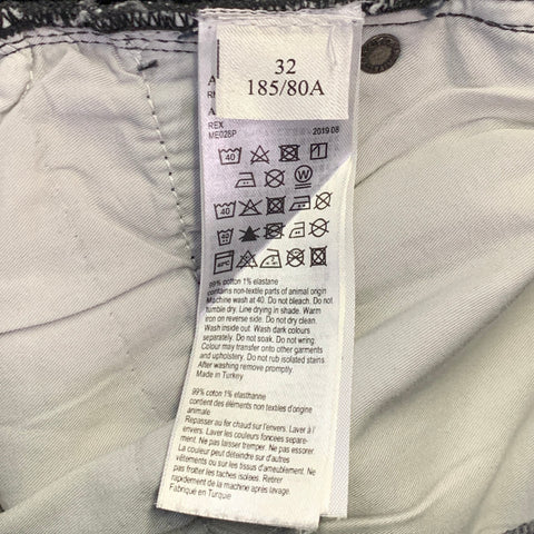 ALLSAINTS Size 32 Rex Black Distressed Cotton Blend Slim Straight Jeans