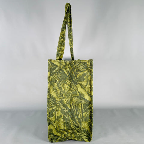 A.P.C. Green Black Tropical Leaves Cotton Canvas Tote Bag
