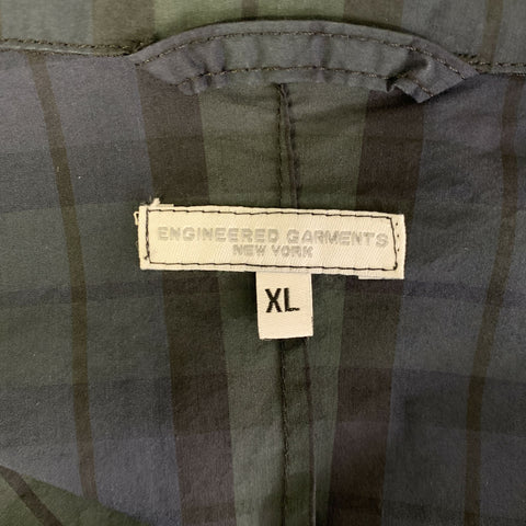 ENGINEERED GARMENTS Chest Size XL Green Navy Plaid Cotton Blend Sport Coat
