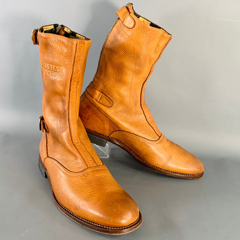 PAUL SMITH TRIUMPH Size 11 Tan Leather Back Zip Biker Boots