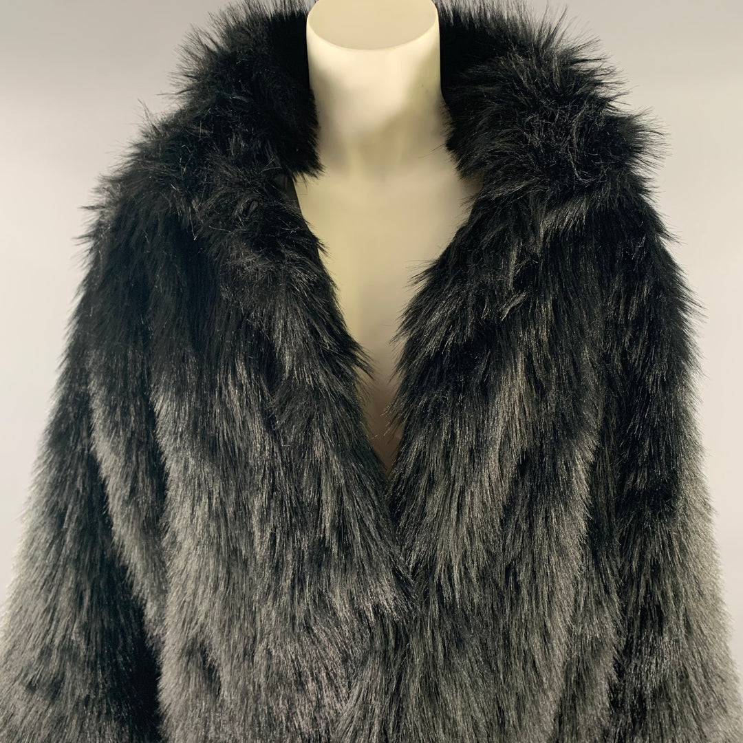 ADRIENNE LANDAU Size L Black Polyester Faux Fur Jacket
