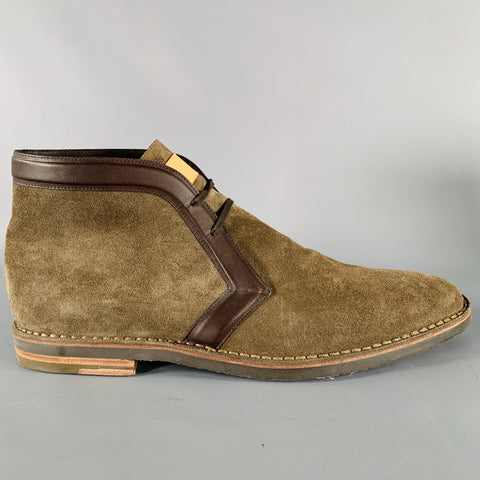 LOUIS VUITTON Size 10 Brown Textured Suede Lace-Up Boots