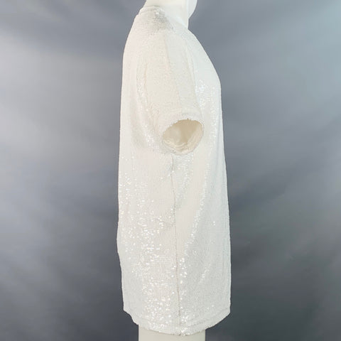 T-shirt long RtA en mélange de polyester à sequins blanc, taille S