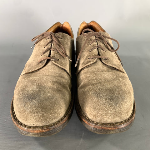 FLORENTINI + BAKER Eternity 706 Derby Size 8.5 Grey Khaki Leather Derby Lace Up Shoes