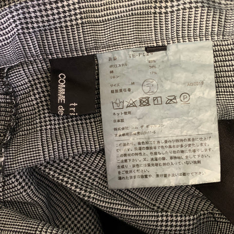 COMME des GARCONS Size M Black White TE-P024 Glen Check Linen Blend Casual Pants