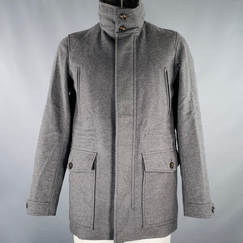 BURBERRY LONDON Size 42 Grey Polyamide Blend Zip Buttons Coat