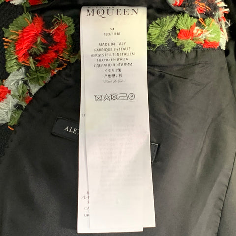 ALEXANDER MCQUEEN SS18 Size 44 Black Green Red Textured Notch Lapel Sport Coat