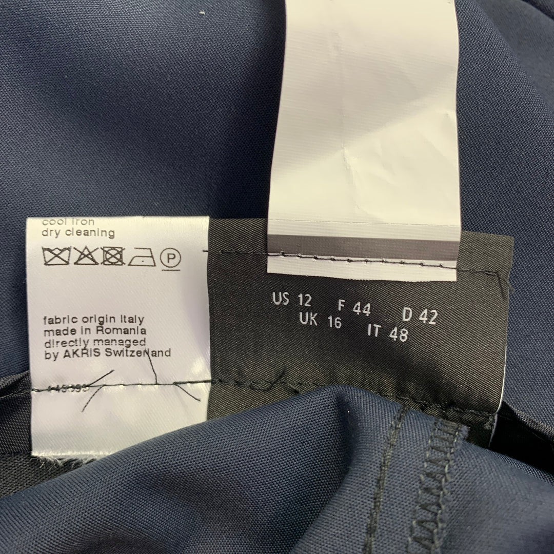 AKRIS Size 12 Navy Cotton Blend Side Zipper Dress Pants