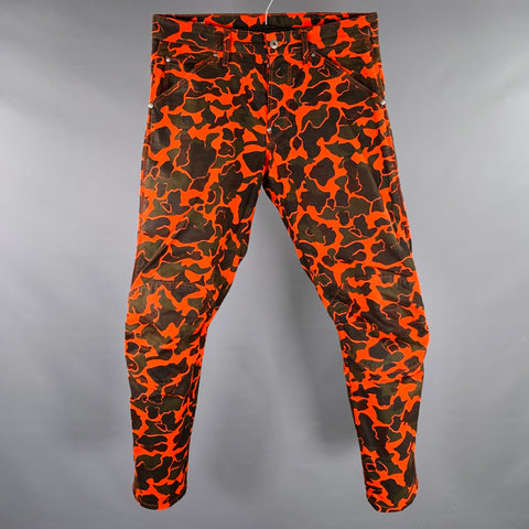 G-STAR Size 30 5622 Orange Black Camo Cotton Button Fly Casual Pants