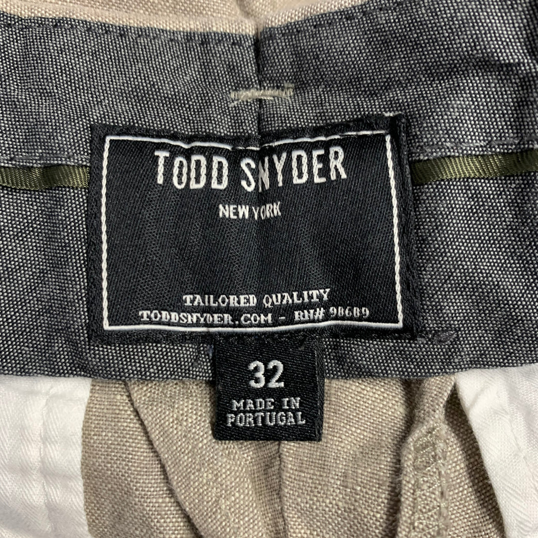 TODD SNYDER Size 34 Beige Linen Cuffed Shorts