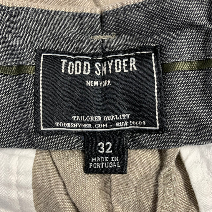 TODD SNYDER Size 34 Beige Linen Cuffed Shorts