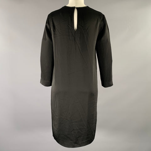 STELLA McCARTNEY Size 4 Black White Silk Landscape Shirt dress Knee-Length Dress