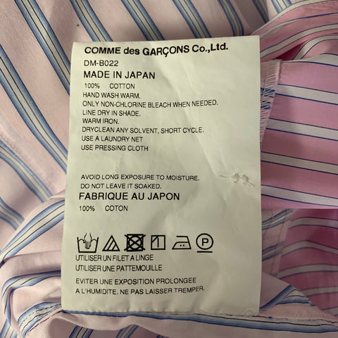 COMME des GARCONS Size XL Pink Blue Stripe Cotton Long Sleeve Shirt