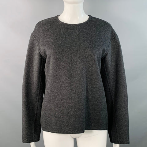 CELINE Vintage Size 6 Grey Charcoal Virgin Wool Cashmere Crew Neck Pullover