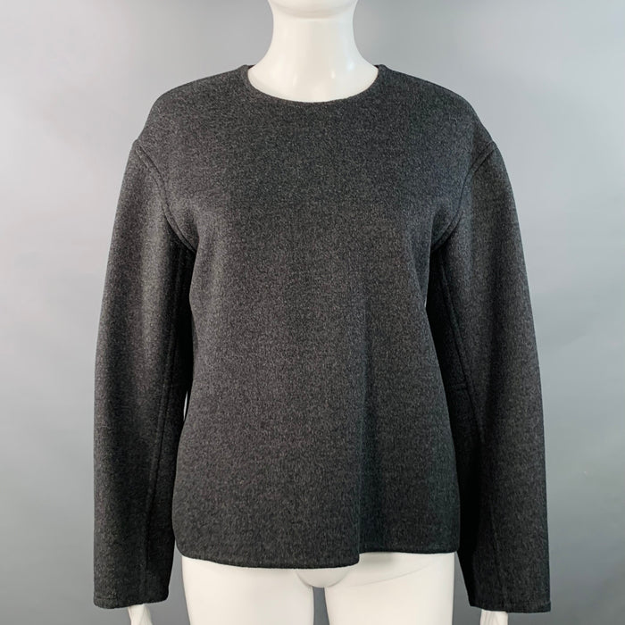 CELINE Vintage Size 6 Grey Charcoal Virgin Wool Cashmere Crew Neck Pullover