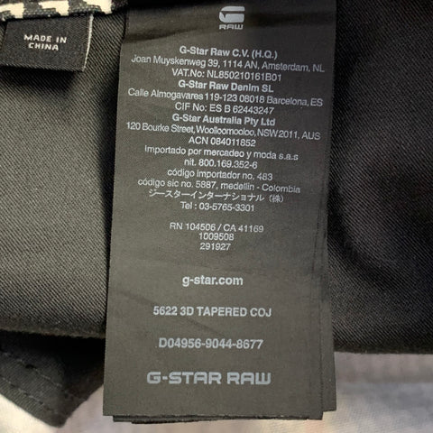 G-STAR Size 30 Black White Glenplaid Cotton Tapered Button Fly Casual Pants