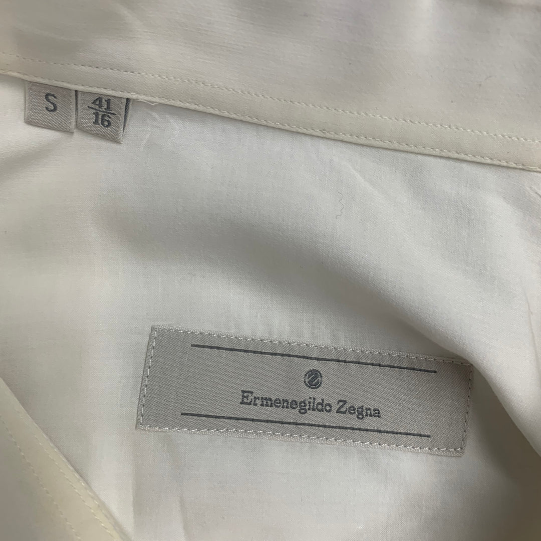 ERMENEGILDO ZEGNA Size S Cream Textured Wingtip French Cuff Tuxedo Long Sleeve Shirt