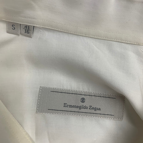 Chemise à manches longues de smoking Ermenegildo Zegna taille S, crème, texturée, col cassé, poignets mousquetaires