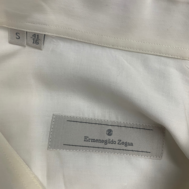ERMENEGILDO ZEGNA Size S Cream Textured Wingtip French Cuff Tuxedo Long Sleeve Shirt