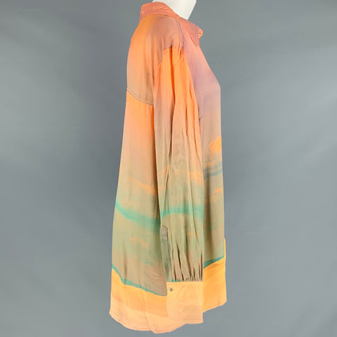 EIKO AI Taille 2 Chemise surdimensionnée marbrée en viscose vert orange
